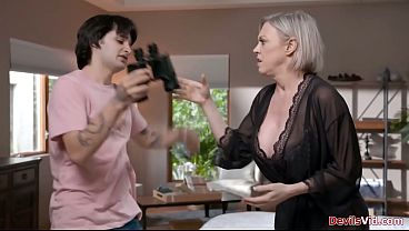 Stepmom letting stepson suck her big tits and lick her pussy