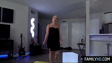 Blonde MILF stepmom Lisey Sweet lets stepson slide his dick inside her pussy with no condom on